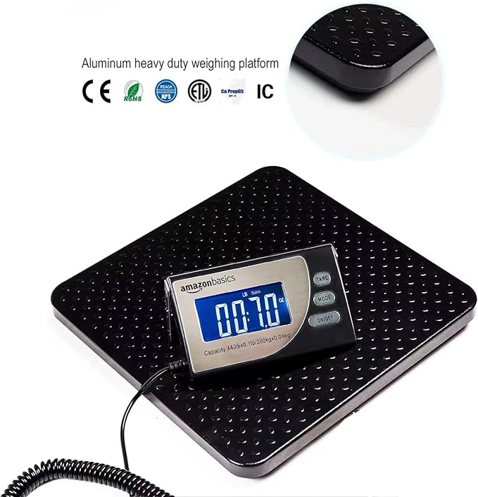 Amazon Basics Digital Postal Scale, Heavy Duty, Aluminium Platform, 440 lb - Image 2