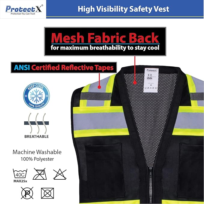ProtectX 6 Pockets High Visibility Safety Vest - Image 4