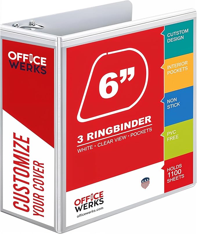 3 Ring Binders, 6 Inch D Ring Heavy Duty Large Binder by Unknown