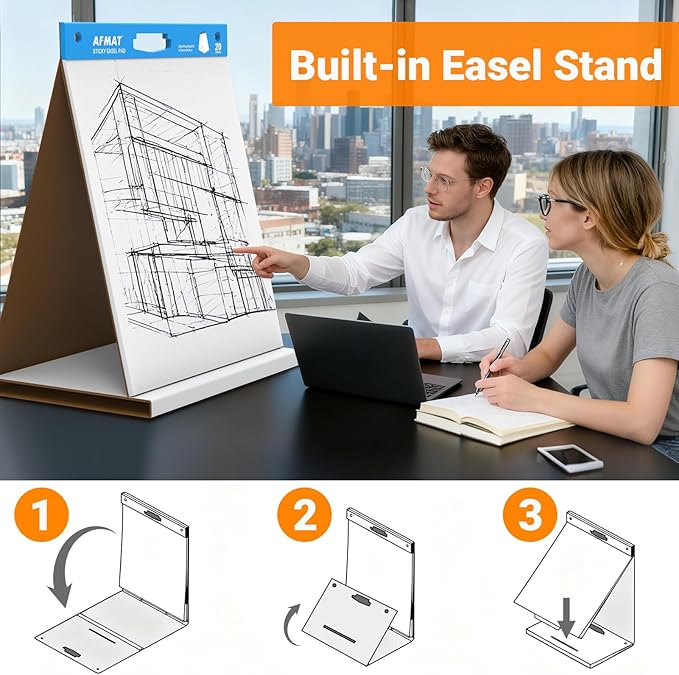 AFMAT Tabletop Sticky Easel Pad, 20 x 23 in Portable Easel Stands - Image 3
