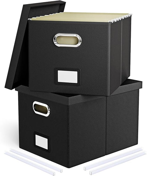 2 Pack File Storage Organizer Box, Portable Filing by Oterri