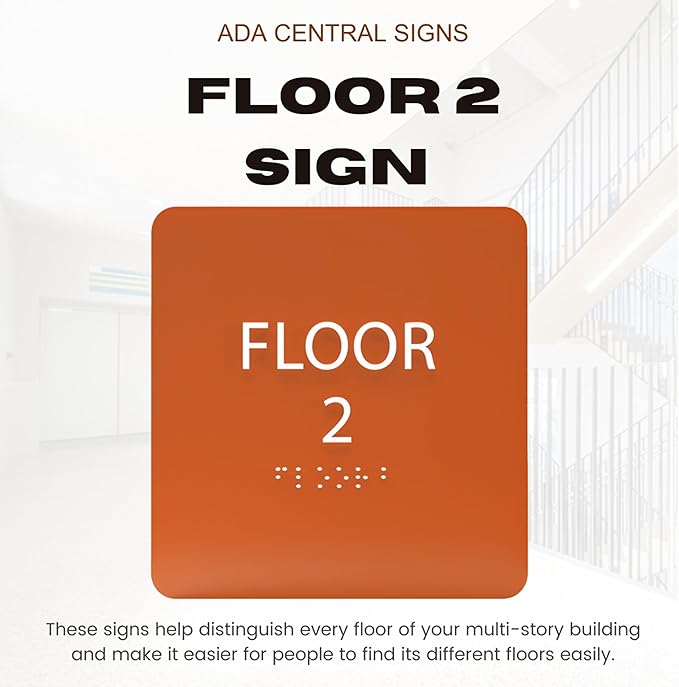 Navy ADA Floor 2 Sign with Braille – Made from Durable Acrylic and Ready to - Image 6