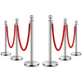 VIVOHOME Stainless Steel Stanchion Post Queue 6PCS Pole w/ 4 Red Velvet Ropes by VIVOHOME