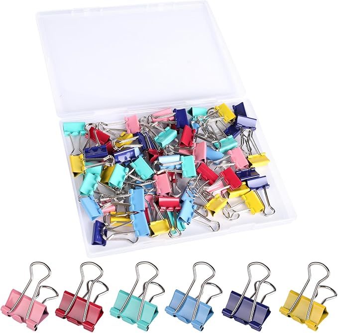 Ufmarine 60 Pcs Small Binder Clips 3/4 inch, Colored Small Paper Clips by Ufmarine
