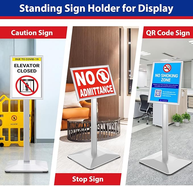 Sign Stand 8.5x11inch Pedestal Sign Holder Poster Stand 3Packs Adjustable Floor - Image 7