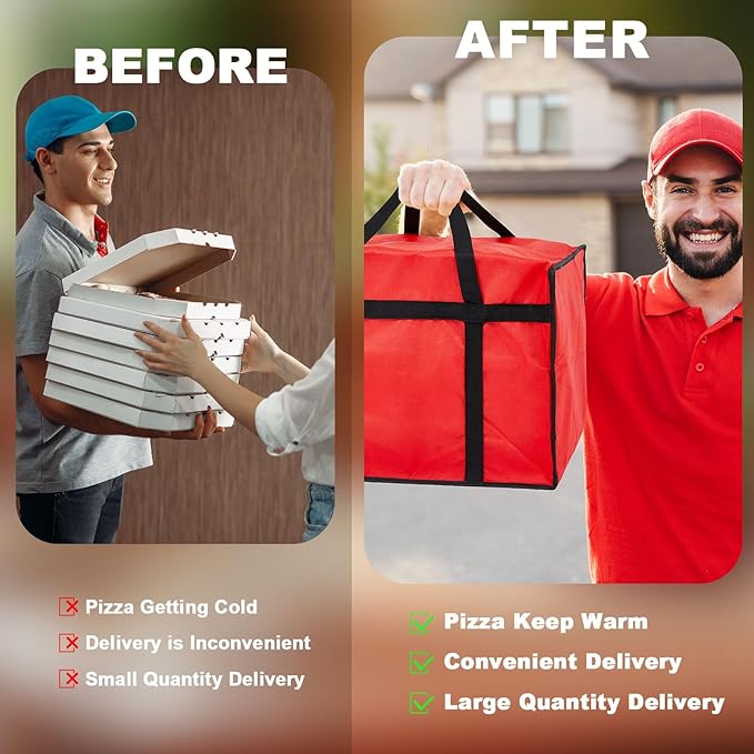 Maxcheck 2 Pcs Insulated Pizza Delivery Bag 20 x 20 x 14 Inch Pizza Warmer Bag - Image 5
