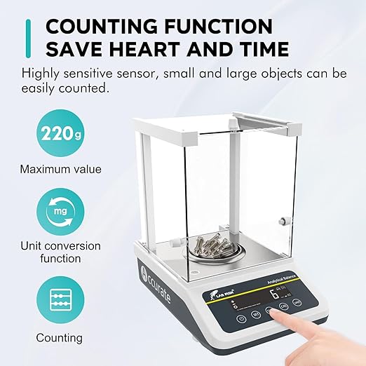 LAB FISH Analytical Balance 220g x 0.1mg Scale High Precision 0.0001g Accuracy - Image 2