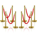 8Pcs Gold Stanchion Post Queue Velvet Ropes and Posts by SuiROYI