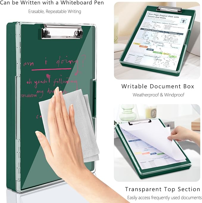 Clipboard with Storage, Heavy Duty Clip Boards 8.5x11 with 2 Storage Case - Image 5