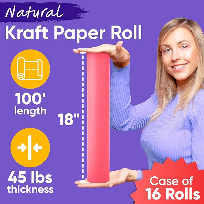 18" x 1200" Pink Kraft Paper, 45 lbs Thickness, Made in USA Kraft Paper - Image 2
