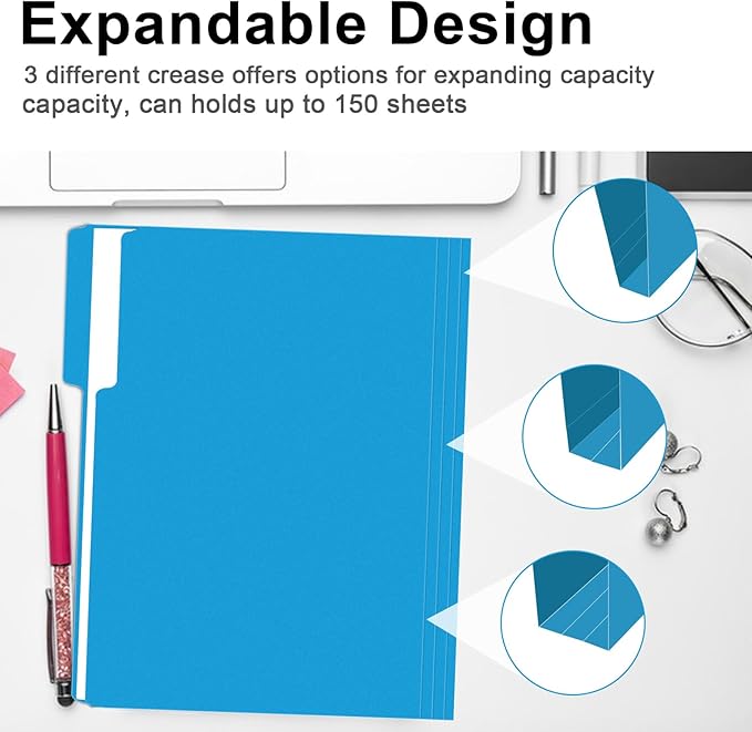 File Folder, RAZCC 150 Pack 1/3 Cut Tab File Folders Letter Size, Colored - Image 5