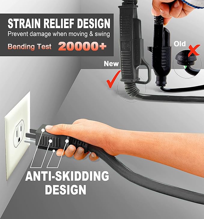 HUANCHAIN Indoor Outdoor Black Extension Cord 60 ft Waterproof, 16/3 Gauge - Image 3