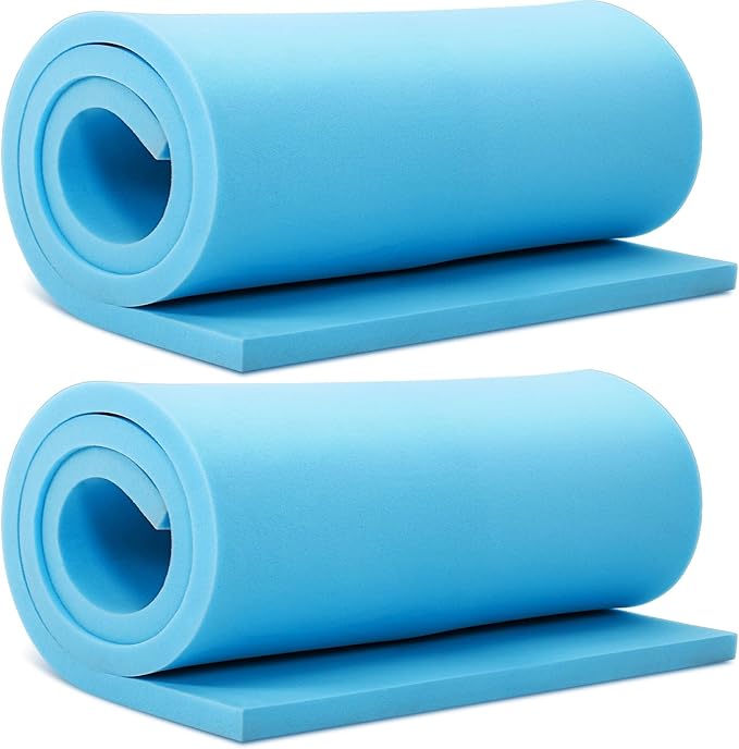 Frienda 2 Pcs Upholstery Foam 1" x 24" x 72" High Density Cushion Blue by Frienda