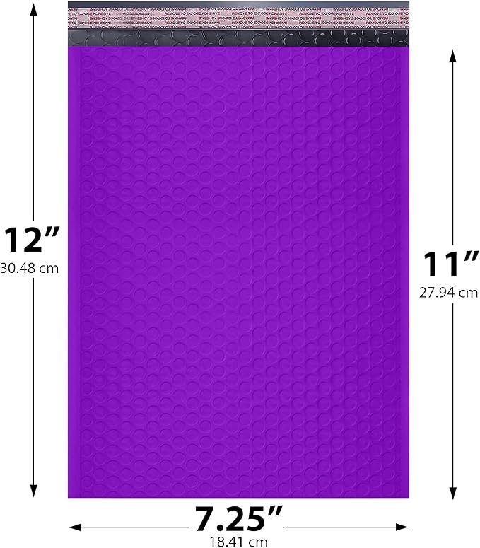 Purple Poly Bubble Mailers 7.25x12 inch #1 | Self Seal Padded Envelopes | - Image 2
