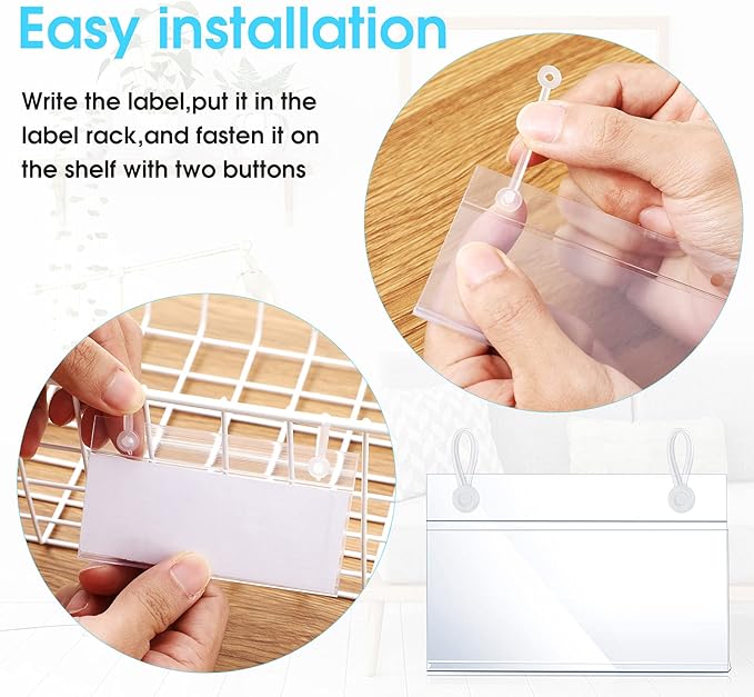 60 Pieces Wire Shelf Label Holder Plastic Basket Label Holders Clips Rack - Image 4