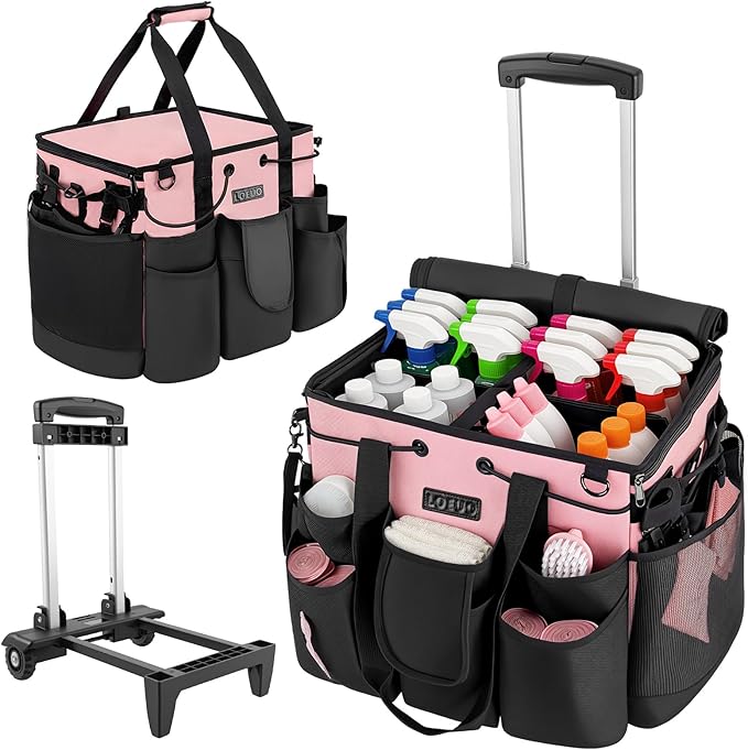Large Cleaning Caddy for Cleaning Supplies Organizer, Rolling Cleaning Caddy by LOEUO