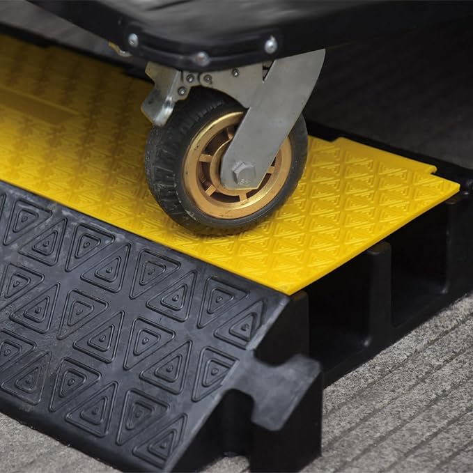 Large 2-Channel Rubber Floor Cable Protector Ramp, Heavy-Duty Floor Cable Wire - Image 7