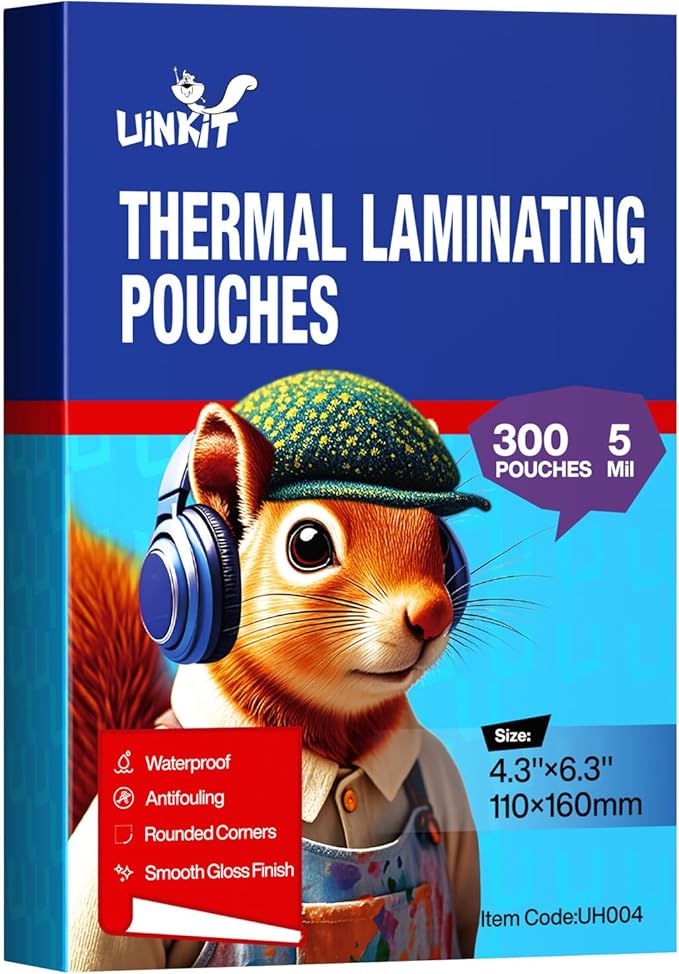 Uinkit 300Pack Thermal Laminating Pouches Card Size 4.3x6.3Inches 5Mil by UinkitHandicraftsandConservationSpecialist