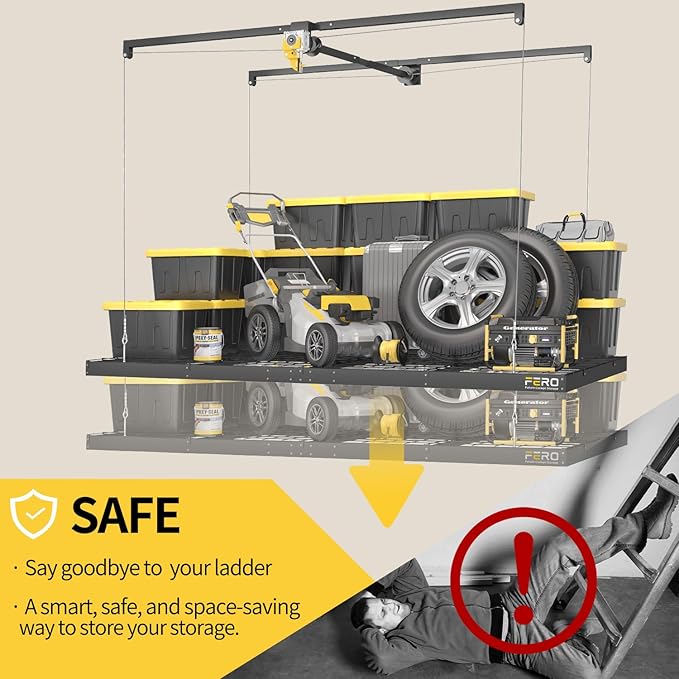 Garage Ceiling Storage Racks – 4x8 FT Overhead Garage Storage Rack - Image 7