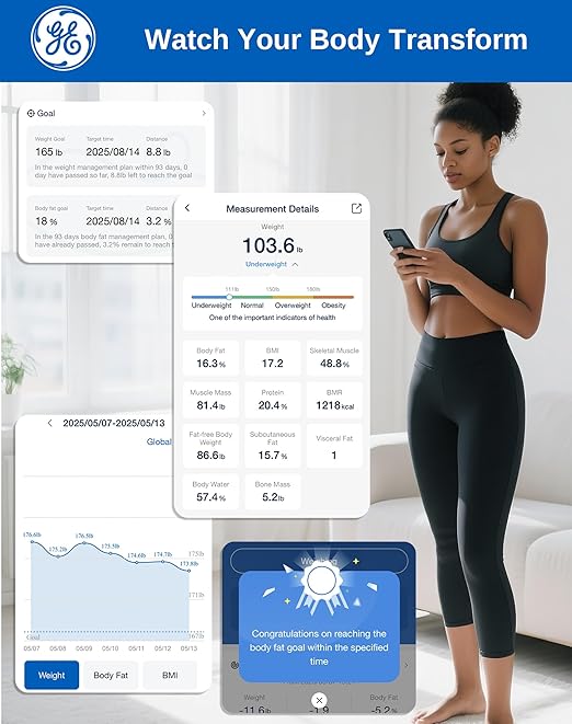 GE Smart Scale for Body Weight and Fat, Digital Bathroom Scales - Image 5