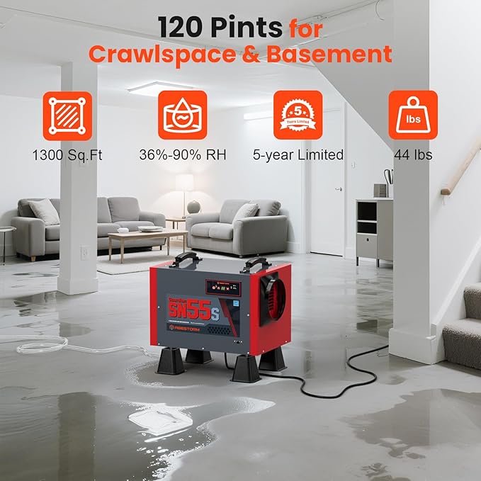 Abestorm Crawl Space Dehumidifier, 120Pint Controls Commercial Dehumidifiers - Image 7