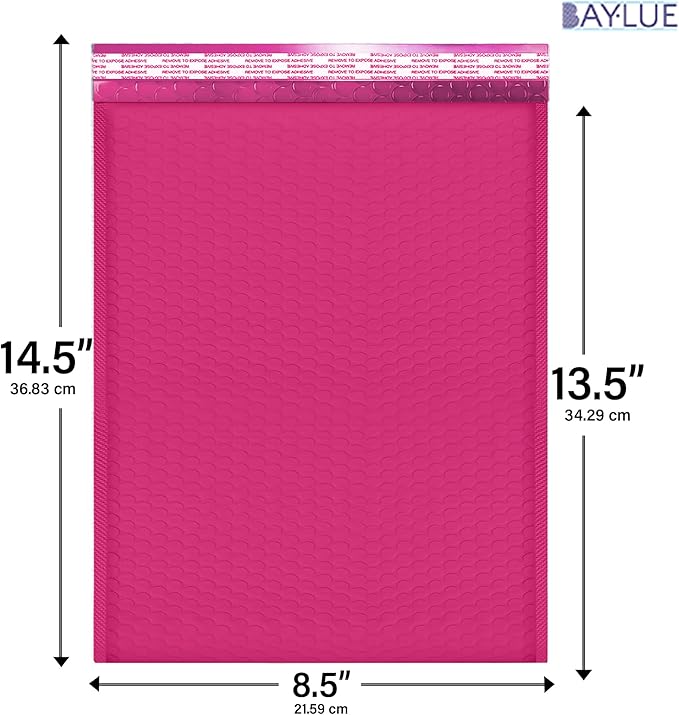 Hot Pink 8.5x14.5 Inch Poly Bubble Mailers #3 | Self Seal Large Padded - Image 2