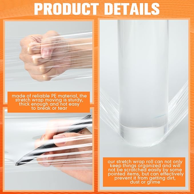 Jutom 16 Pcs Stretch Wrap Roll Plastic Wrap - Image 5