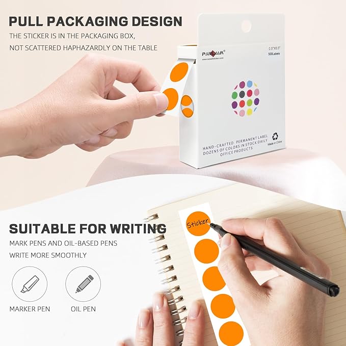 PARLAIM 1/2 Inch Round Adhesive Color-Code Dot Stickers, 500 Stickers Inventory - Image 3
