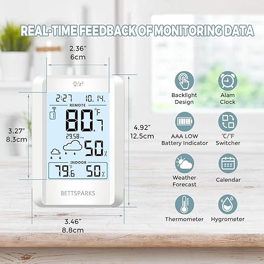 Indoor Outdoor Thermometer Wireless Battery Operated Weather Station Wireless - Image 2