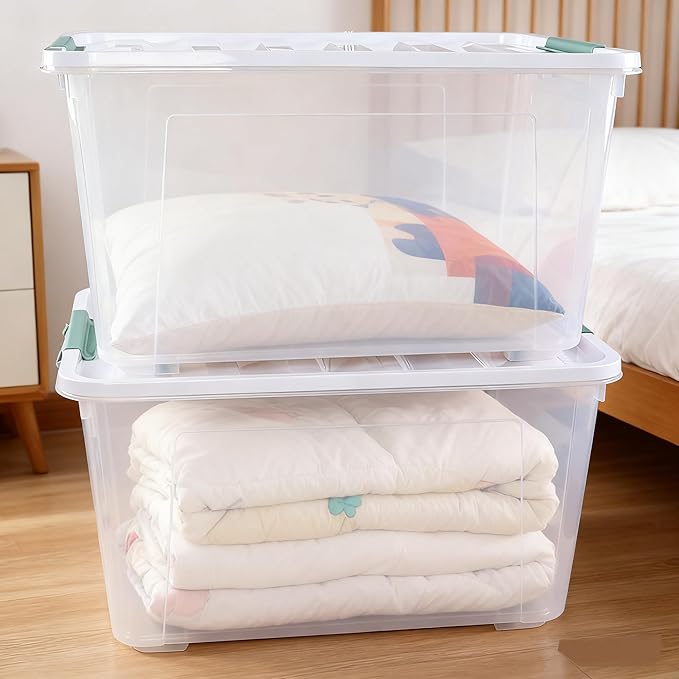 4-Pack Large Clear Plastic Storage Organizer Bins w/Lids, 85 Quart, and Office - Image 6