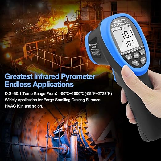 High Temp Infrared Thermometer -58℉~2732℉ Industrial Pyrometer 30:1 Digital IR - Image 5