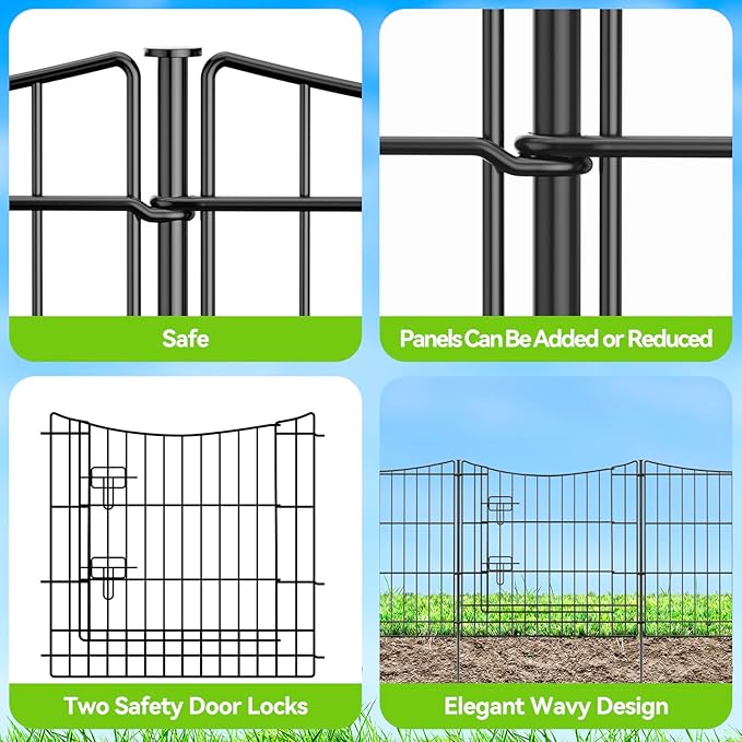 INJOPEXI Garden Fence 12 Panels 23.6ft×24in Decorative Garden Fences - Image 6