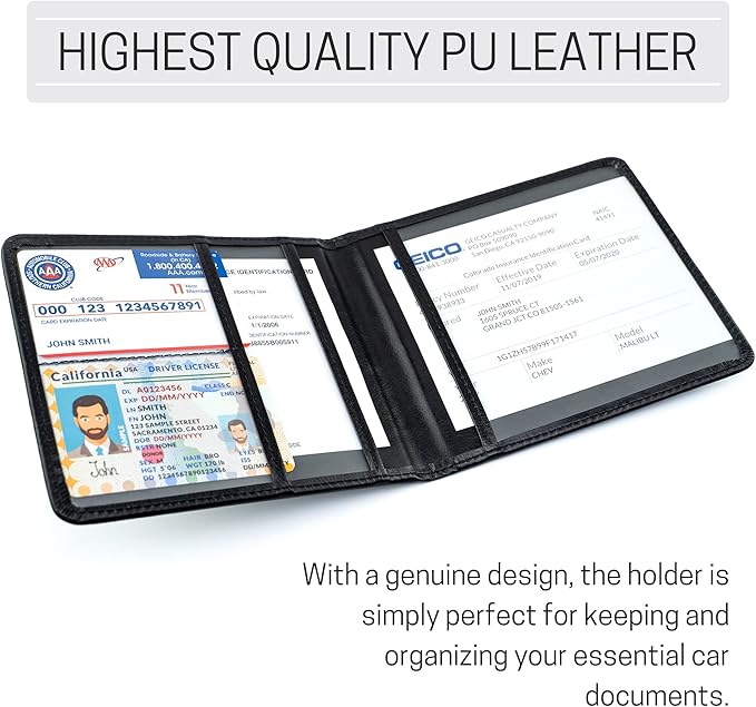 CANOPUS Car Registration and Insurance Holder, PU Leather Card Holder, Vehicle - Image 2