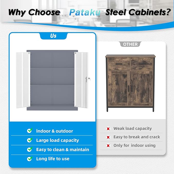 Pataku Metal Storage Cabinet, Garage Cabinet - Image 6