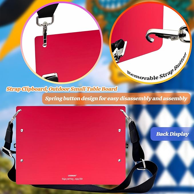 Aluminum Metal Clipboard with Detachable Adjustable Shoulder Strap A4 Double - Image 6