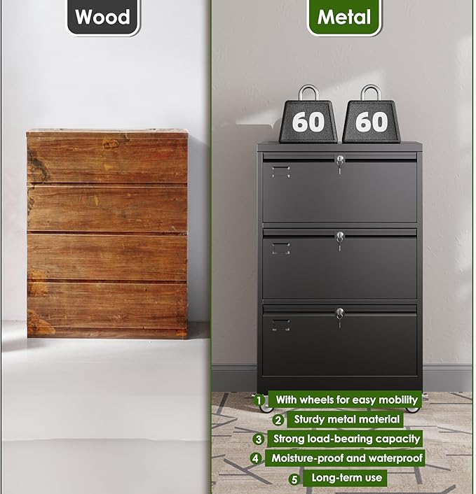 Aobabo 3 Drawer Lateral File Cabinet - Image 3