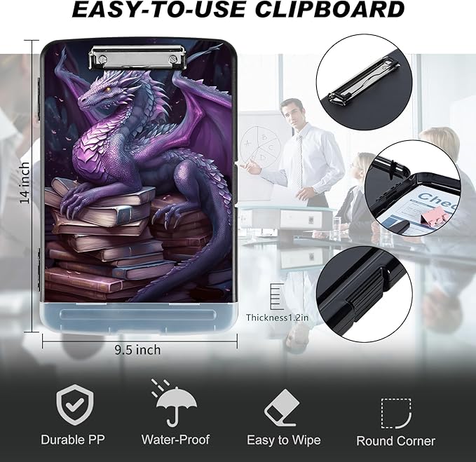 Clipboard with Storage Compartment, 8.5 x 11 Letter Size Side Opening Clip - Image 2