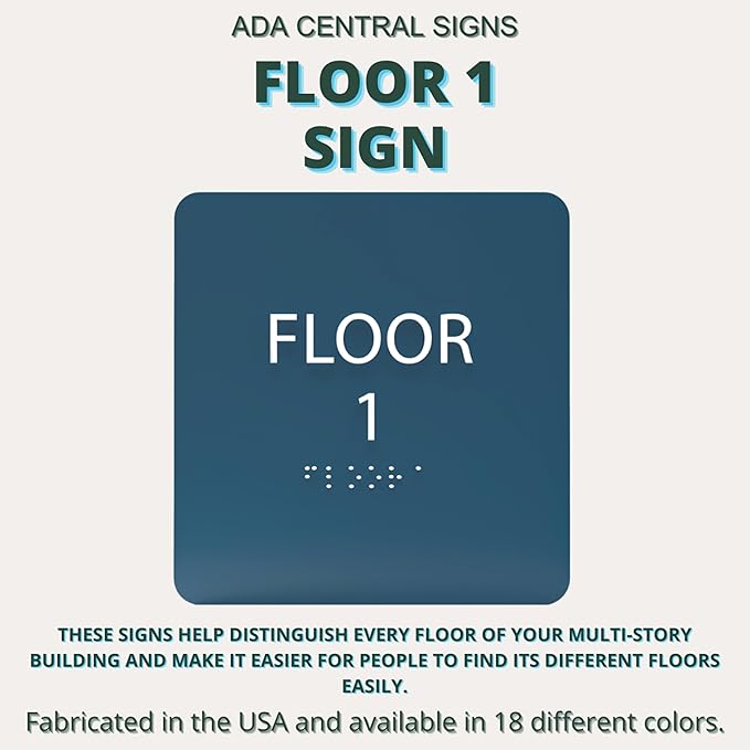 Navy ADA Floor 1 Sign with Braille – Made from Durable Acrylic and Ready to - Image 6
