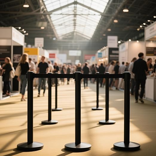 Stanchions with Retractable Belts, 6 Pieces Crowd Control Barrier, Stanchion - Image 2