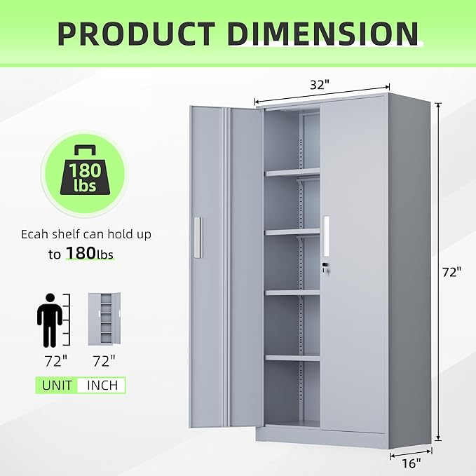 SUNCROWN 72" Metal Storage Cabinet - Image 3