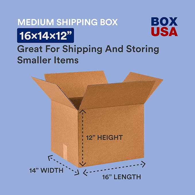BOX USA Shipping Boxes 16"L x 14"W x 12"H, Packaging and Storage - Image 2