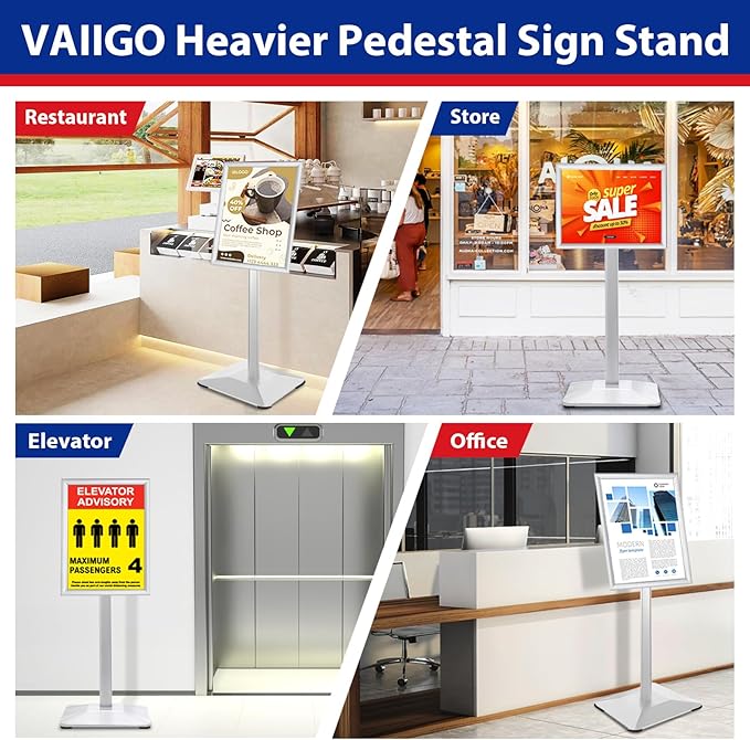 Pedestal Sign Holder 11x17inch Adjustable Floor Stand - Image 2