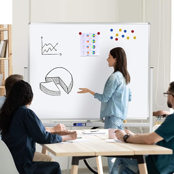 H-Qprobd 60"x48" Mobile Whiteboard Double-Sided Magnetic Dry Erase Board on - Image 6