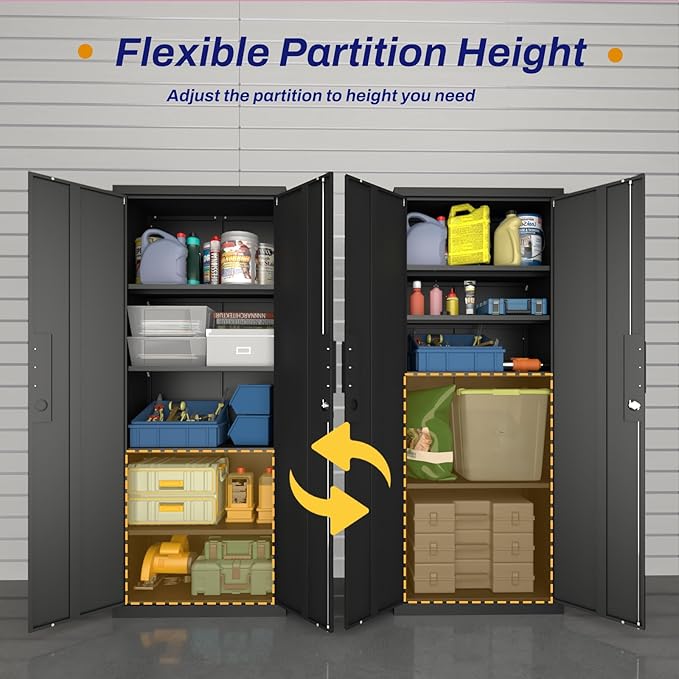LUCYPAL 72" H Garage Storage Cabinet, Metal Storage Cabinet - Image 4