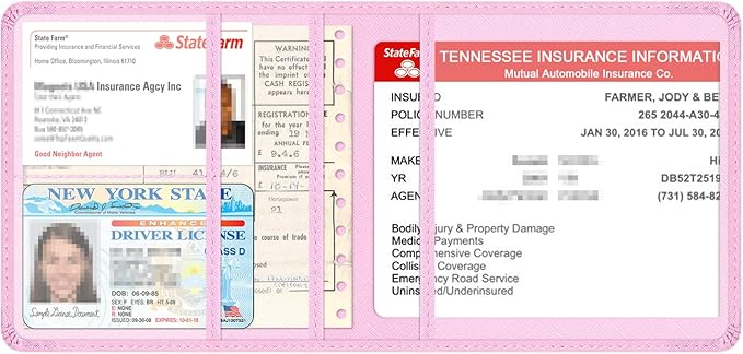 Car Insurance and Registration Holder, 5.5 x 5 Inch PU Leather Vehicle Glove - Image 3