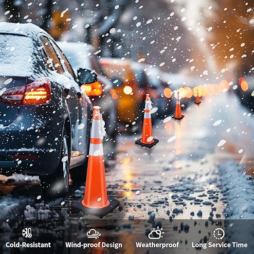 BESEA 36” inch Orange PVC Traffic Cones - Image 4
