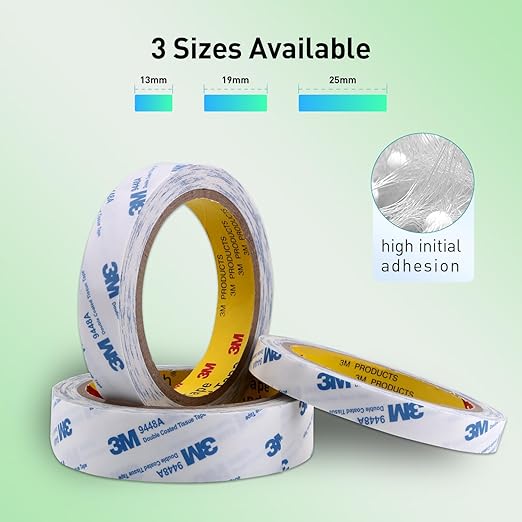 Double Sided Tape 9448A 1/2" x 33Ft Pack of 2 Made of 3M Super Sticky Adhesive - Image 2