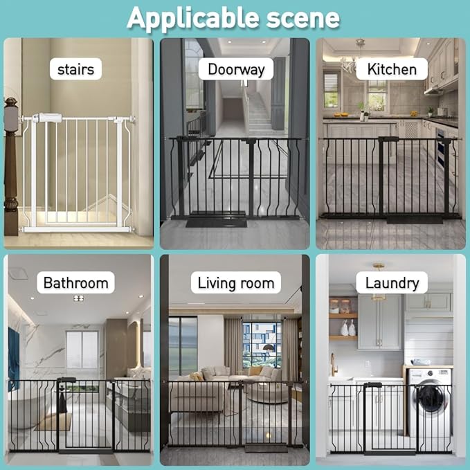 WAOWAO Baby Gate 76.38-81.07" Extra Wide Pressure Mounted Walk Through Swing - Image 5