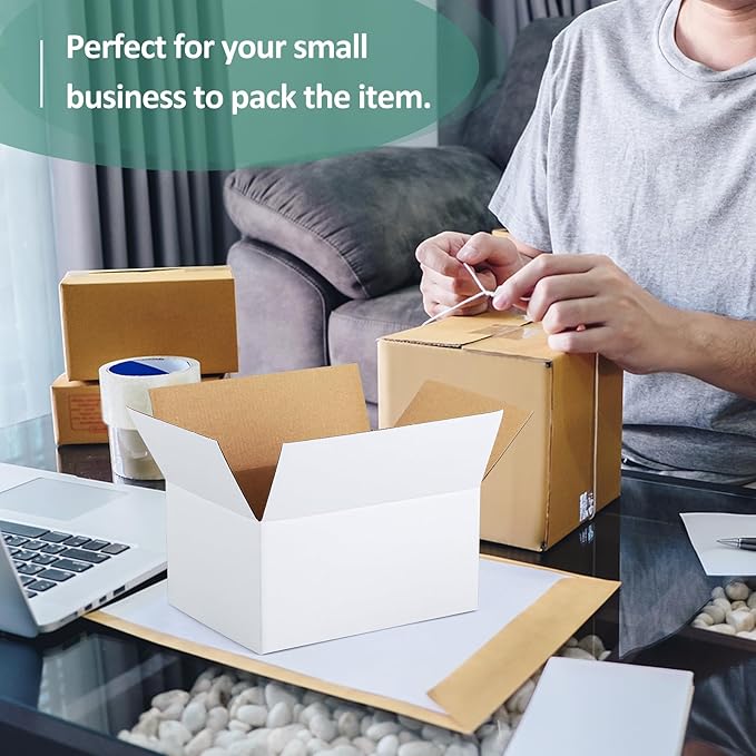 Eupako 8x6x4-Small-Shipping-Boxes-30-Pack-White-Corrugated-Box-Mailers - Image 7