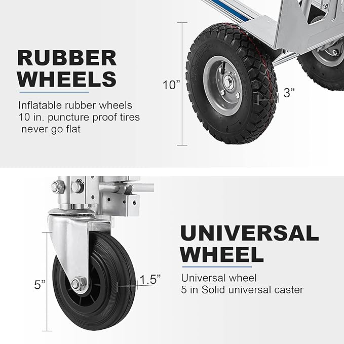 3 in 1 Convertible Hand Truck Dolly, Heavy-Duty Aluminum Hand Truck, 1000 lb - Image 6